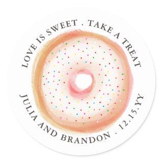 Painted Rainbow Sprinkle Donut Wedding Thank You Classic Round Sticker