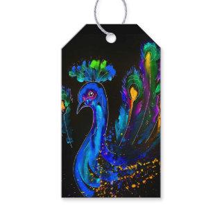Painted Whimsical Peacock Gift Tags