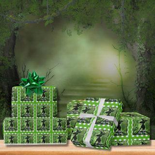 Painted Wickedly Good Witch Green Gingham Plaid
