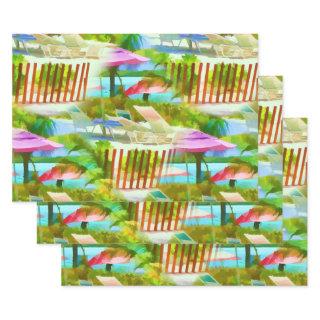 Painterly Tropical Bahama Islands Beach Pattern  Sheets