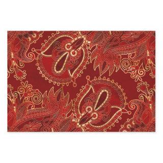 Paisley Floral  Ornament Ruby red and gold  Sheets