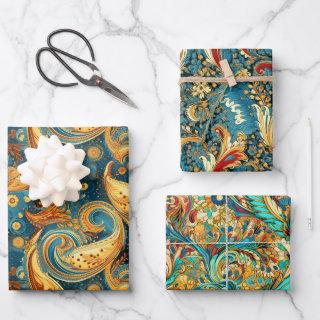 Paisley Golden Flower Abstract Pattern Set 1  Sheets