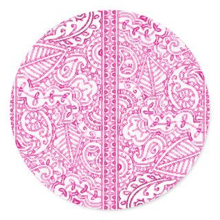 Paisley Passion - Pink (Henna) Classic Round Sticker