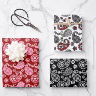 Paisley Pattern, Black, White and Red   Sheets