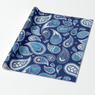 Paisley Pattern - Blue and silver