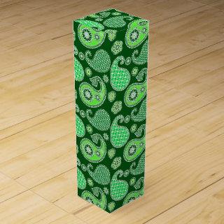 Paisley pattern, Emerald and Jade Green Wine Gift Box