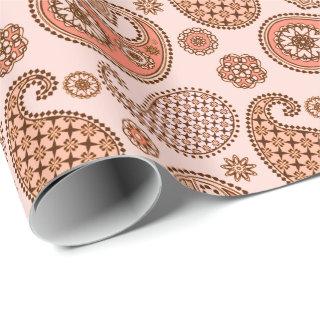 Paisley pattern, peach and coral pink
