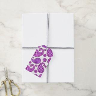 Paisley pattern, violet, purple and white gift tags