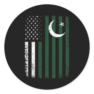 Pakistan Flag 4th of July USA Pakistani Flag  Classic Round Sticker