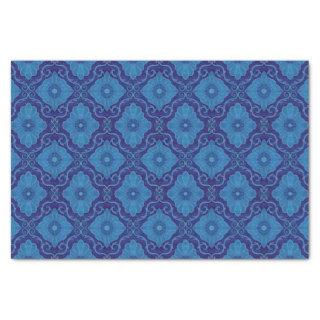"Palatial floral" pattern in blue colors Tissue Paper