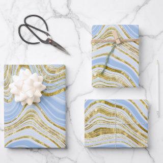 Pale Blue and Gold Marble Look  Sheets