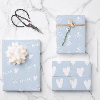 Pale Blue Patterned With Love  Sheets