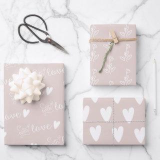 Pale Dusty Rose With Love Patterned  Sheets