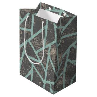 Pale green and grey mosaic pattern medium gift bag