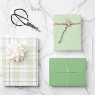 Pale Jade Plaid Pattern with Coordinated Greens  Sheets