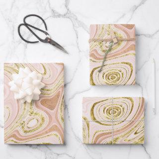 Pale Pink and Gold Marble Look  Sheets