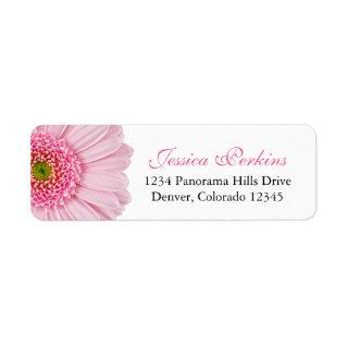 Pale Pink Gerbera Daisy Wedding Return Address Label