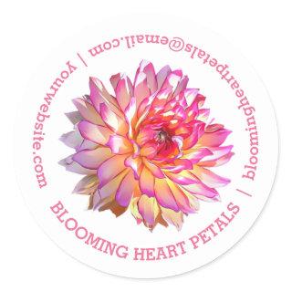 Pale Pink Giant Dahlia Business Contact Details Classic Round Sticker