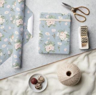 Pale Pink Roses On Blue