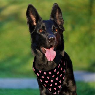 Pale Red Valentines Heart on Black Pet Bandana Collar