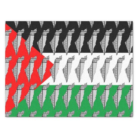 Palestine Flag and Map with Keffiyeg Pattern Tissue Paper