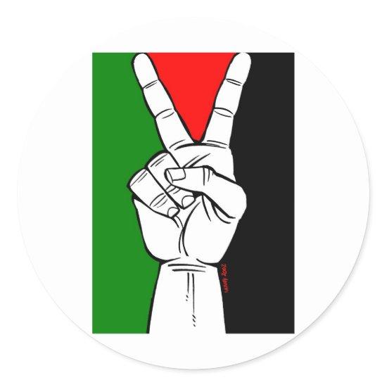 PALESTINE FLAG PEACE SIGN CLASSIC ROUND STICKER