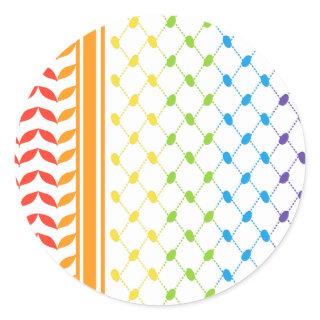 Palestine LGBT Rainbow Keffiyeh Pattern Scarf Classic Round Sticker