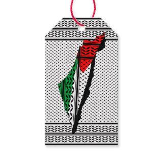 Palestine Map whith Flag and Keffiyeg Pattern Gift Tags