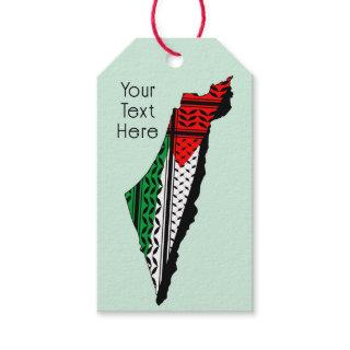 Palestine Map whith Flag and Keffiyeg Pattern Gift Tags