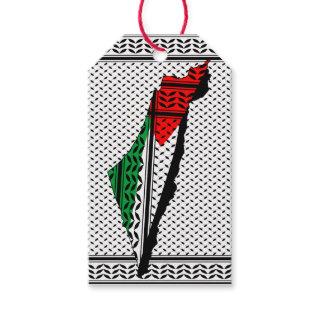 Palestine Map whith Flag and Keffiyeg Pattern Gift Tags