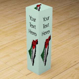 Palestine Map whith Flag and Keffiyeg Pattern Wine Box