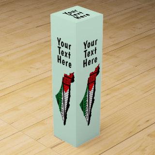 Palestine Map whith Flag and Keffiyeg Pattern Wine Box