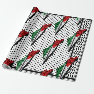 Palestine Map whith Flag and Keffiyeg Pattern