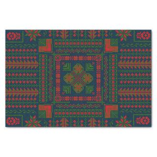 Palestinian Embroidery Tatreez red green 5 Pattern Tissue Paper