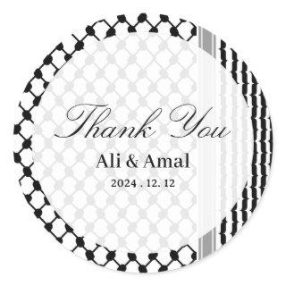 Palestinian Hatta Keffiyeh Thank You Wedding Classic Round Sticker