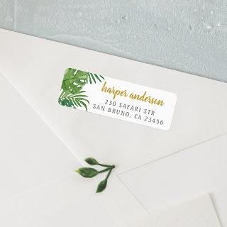 Palm & Monstera | Gold Name Modern Return Address Label