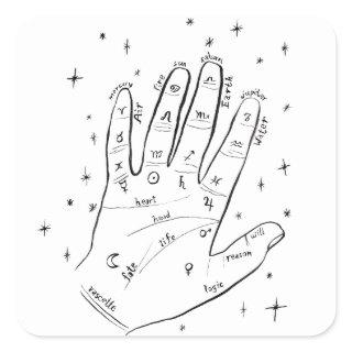 Palm Reader Psychic Hand Mystical Square Sticker