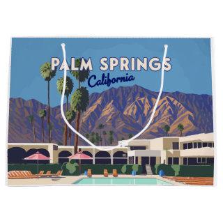 Palm Springs California Pool Hotel Trees Retro Large Gift Bag