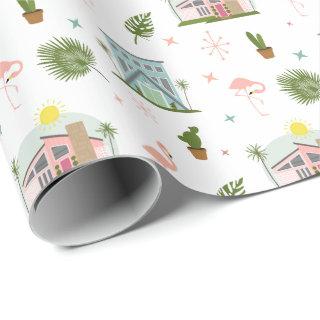 Palm Springs Flamingo Cactus Midcentury Pattern