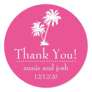 Palm Tree Thank You Labels (Dark Pink)
