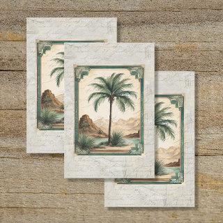 Palm Tree Vintage Ocean Beach Ephemera 4 Decoupage Tissue Paper
