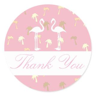 Palm Trees Flamingo Thank You Wedding Sticker
