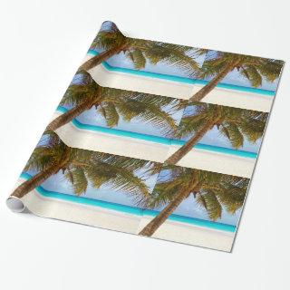 Palm Trees on Beach Blue Sea & Sky