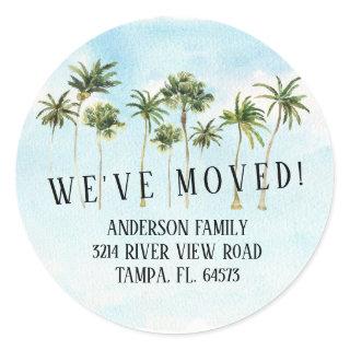 Palm Trees We've Moved New Address Label Sticker