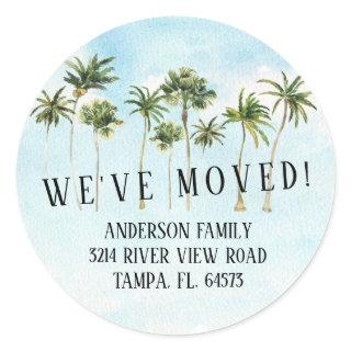 Palm Trees We've Moved New Address Label Sticker