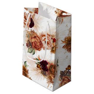 Pampas Grass and Rust Terracotta Flowers Elegant Small Gift Bag