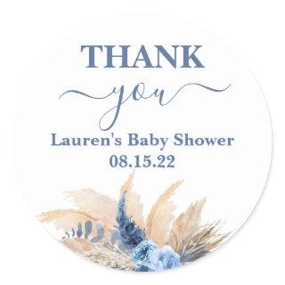 Pampas Grass Boy Baby Shower Round Sticker