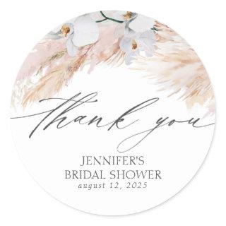 Pampas Grass Bridal Shower Thank You Classic Round Sticker