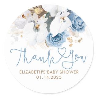 Pampas Grass Floral Boho Baby Shower Thank You Classic Round Sticker
