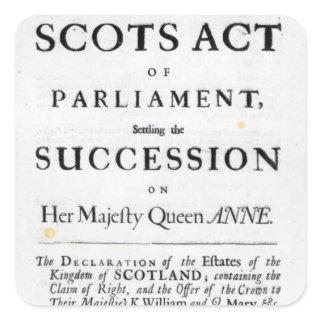 Pamphlet announcing square sticker